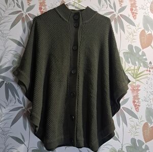 Denim&Co Dark Green Button Up Shrug Sweater